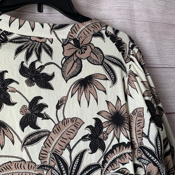 June + Vie by Roaman's Midi Lino Soleil Shirt Dress Floral Plus Size 14/16 M - Picture 15 of 16